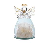 Rose flower birthday gift for female mom grandma wife, glass angel figurine gift with beautiful purple flowers christmas