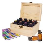 Rose Flower Caja de Almacenaje de Madera de Aceites Esenciales y Aromaterapia Contiene de 5 a 15 ml de Aceites Esenciales para Perfumes, Cosméticos, Joyas, Esmaltes de Uñas, Minerales (12 ranuras)