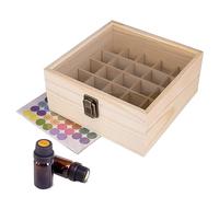 Rose Flower Caja de Almacenaje de Madera de Aceites Esenciales y Aromaterapia Contiene de 5 a 15 ml de Aceites Esenciales para Perfumes, Cosméticos, Joyas, Esmaltes de Uñas, Minerales (25 ranuras)