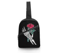 Rose Flower in Skeleton Hand Sling Bag Crossbody Hombro Viaje Cofre Mochila Mochila plegable para deportes Compras Senderismo