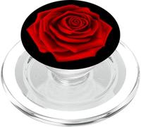 Rose Flower Red Floral Pattern Petals on Black PopSockets PopGrip para MagSafe