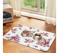 Rose Flower,Waterproof Pet Feeding Mat,PU Leather Placemats for Cat Dog Water Bowl,Food Mats,40x60cm