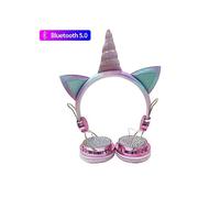 (Rose Gold) Bluetooth headset Unicorn Headphones - Wireless and Wired Kids Headphones