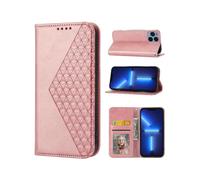 (Rose Gold)Business Style Pu Leather Phone Case Folio For Iphone 12 Pro With Card Holder Lenyard