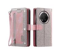 (Rose Gold) For Honor Magic7 Lite 5G/ X9c 5G Case PU Leather Phone Cover with Zipper Wallet 9 Card Slots
