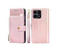 (Rose Gold) For Honor X8A Zipper Bag Leather Phone Case
