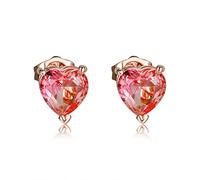 Rose Gold Red Grandmother Green Love Tourmaline Stone Stud Pendientes de piedras preciosas Hipoalergénicas Pendientes de niña chapados en oro blanco Accesorios de joyería-02#-One size