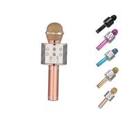 (Rose gold)Wireless Bluetooth Microphone with LED Lights Family Party Birthday Party Microphone Singing
