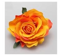 Rose hair clip 5 piezas de flores for el cabello, tocado DIY for novia, tela flocada, rosa roja, flor, horquilla for(A-orange)