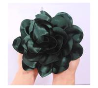 Rose hair clip Horquilla for el pelo con flores de satén grandes hechas a mano 19 cm for pasarela o escenario(Deep Green,With no brooch)