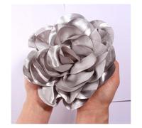 Rose hair clip Horquilla for el pelo con flores de satén grandes hechas a mano 19 cm for pasarela o escenario(Gray,With brooches)