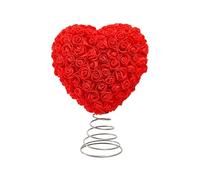 Rose Heart Decoration - Valentine Tree Ornament, Romantic Floral Toppers, Detailed Layered Petal Construction, Secure Universal Attachment Mechanism, Celebration Accessory for Events