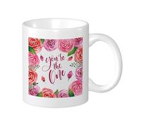 Rose - Juego de 1 taza con impresión de acuarela, rústico, cabaña, bohemio, abstracto, floral, rosa, blanco, cerámica, regalo, colección Steeping Collection, oficina, gimnasio, escritorio, camping