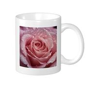 Rose - Juego de 1 taza con impresión de gota de agua, diseño floral artístico, estético, botánico, rosa, cerámica, regalo, colección Steeping Collection, oficina, gimnasio, escritorio, camping, con