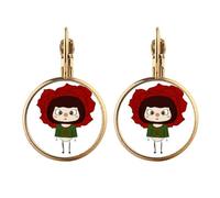 Rose Love Red Romance Leave Beauty UU - Pendientes colgantes de oro con clip sin perforación