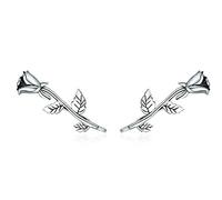 Rose Memory Stud Earrings S925 Sterling Silver Flowe Studs Regalos románticos para mujeres Regalos para niñas-Silver-Onesize