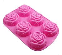 Rose Molde de silicona multifuncional de 6 cavidades, molde de pastel, molde de chocolate, molde de jabón hecho a mano, moldes de jabón de silicona, para hacer su propio muffin, mousse, pudín etc