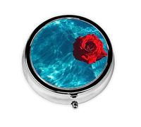 Rose On The Blue - Pastillero de metal, organizador de píldoras, organizador de medicamentos, contenedor de píldoras