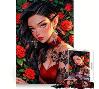 Rose - Princesa Elfa Entre Rosas Rompecabezas de 1000 Piezas para Adultos Ayuda a desarrollar la Memoria Diseño de Entretenimiento Suave Colección de Arte Pieza (38x26cm)