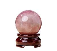 Rose Quartz Crystal Ball with Stand - Real Crystal Sphere Home Decoration Ball for, Divination,45~50mm