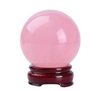 Rose Quartz Crystal Sphere Ball Rock Crystal Quartz Gemstone Sphere Ball with Stand Divination Sphere Figurines Statues for Home Decoration,Diameter8cm/3.1"