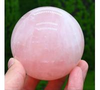 Rose Quartz Crystal Spheres Magic Ball Ornament with Wood Stand for, Scrying,Decoration,Feng Shui Stone,6.5~7cm