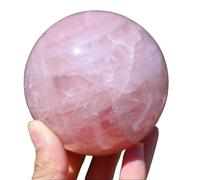 Rose Quartz Decorative Sphere, Crystal Ball Ornament,Love Stone Decor, Polished Crystal Balls,Living Room Office Feng Shui Decoration,8cm