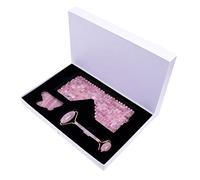 Rose Quartz Eye Sleep Mask Masajeador Facial Jade Roller Gua Sha Scraper,Juego A Con 2 Cajas