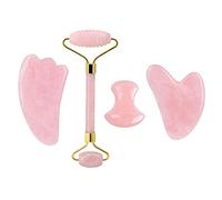 Rose Quartz Face Roller And Gua Sha Set Natural Jade Gouache Scraper Gua Sha Massage Quartz Roller Facial Lifting Massage Tool,type 4