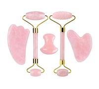 Rose Quartz Face Roller And Gua Sha Set Natural Jade Gouache Scraper Gua Sha Massage Quartz Roller Facial Lifting Massage Tool,type 7