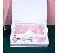 Rose Quartz Face Roller Scraper Eye Mask Set Masajeador Facial Gua Sha Relax Tool Natural Jade,Rosa