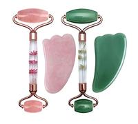 Rose Quartz Jade Roller y Gua Sha Set Face Massager Gouache Natural Jade Stone Cuidado de la piel Beauty Tools Box,Tipo 010