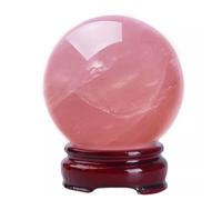 Rose Quartz Magic Crystal Ball with Stand for Home Decor Divination Witchcraft Fortune Telling Precious Gifts for Family and Friends,70mm