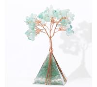 Rose Quartz Tree of Life Crystal Feng Shui Figurine, 11x5x5cm Handmade Money Tree for Wealth & Prosperity, Office & Home Decor Gift(Green)