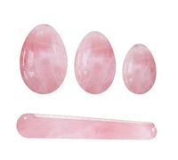 Rose Quartz Yoni Egg Massage Stick Set Natural Pink Crystal Stone Love Eggs Drilled And Undrilled Egg Kegel Exercise, Undrilled No Box