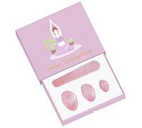 Rose Quartz Yoni Egg Massage Stick Set Natural Pink Crystal Stone Love Eggs Drilled And Undrilled Egg Kegel Exercise, Undrilled With Box