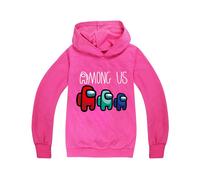 (Rose Red,120cm/5-6 years)Game Among Us Niños Sudaderas con Capucha Niños Niñas Impostor Sudadera con Capucha Jerséis Prendas para el