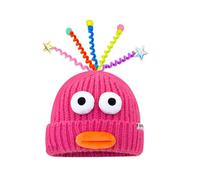 (rose red) Adorkable Unisex Beanie Hat Girls Full Lips Style Photo Props Versatile Baggy Cap Hat for Autumn and Winter Yellow