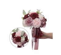 Rose Red Artificial Bridal Bouquet - Hemispherical European & American Style Flower Arrangement for Western Weddings