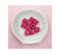 (rose red)Beaded Materials 10mm For Jewelry Making 10pcs Spacer Beads Candy color Square Shape Acrylic Jewelry Jewelry