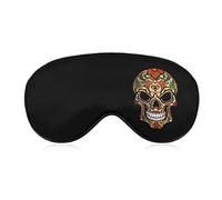 Rose Skull Day of The Dead Sleep Eye Mask Cubiertas suaves para los ojos Luces de bloqueo Venda para los ojos con correa ajustable para la siesta de viaje
