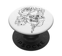 Rose Skull Y2K with Cute Star Pattern For Goth Mom PopSockets PopGrip Adhesivo