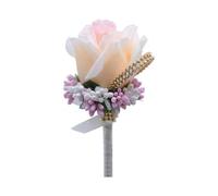 Rose Wedding Boutonniere Boutonniere Handmade Corsage Buttonhole Flowers Artificial Wedding Prom Banquet Flowers Decor Simulation Flower(Champagne)