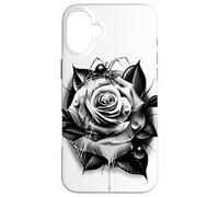 Rose x Spider Black Widow Blackwork Carcasa para iPhone 16 Plus