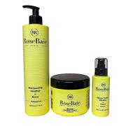ROSEBAIE | Sérum Coco y Queratina | Nutrición e Hidratación | Cabello dañado y seco | Cepillo Massante disponible | Champú 500ml Máscara 500ml Suero 100ml