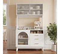 Rosebibi Armario alto para comedor, 100,5 x 40 x 178 cm, almacenamiento de varios niveles, color blanco