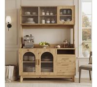 Rosebibi Armario alto para comedor, 120 x 40 x 178 cm, almacenamiento de varios niveles, color madera