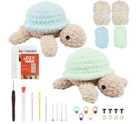Rosedreamer Juego de ganchillo para principiantes, animales, juego de ganchillo, 2 unidades, juego de punto de tortuga para adultos, juego de crochet para niños, juego de iniciación con curso de vídeo