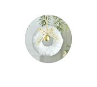 ROSEEONNE Adornos navideños 2 Coronas navideñas Decorativas con Campana Dorada, Adorno de Felpa for Puerta con Lazo Blanco for decoración de Ventanas y Puertas del hogar. Corona(Weiß)
