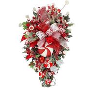 ROSEEONNE Adornos navideños Coronas navideñas for Puerta de Entrada, Corona navideña de Invierno con Forma de lágrima for decoración de Interiores y Exteriores, Estilo Granja, Pared y Ventana. Corona